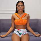 Split Floral Bikini Swimwear