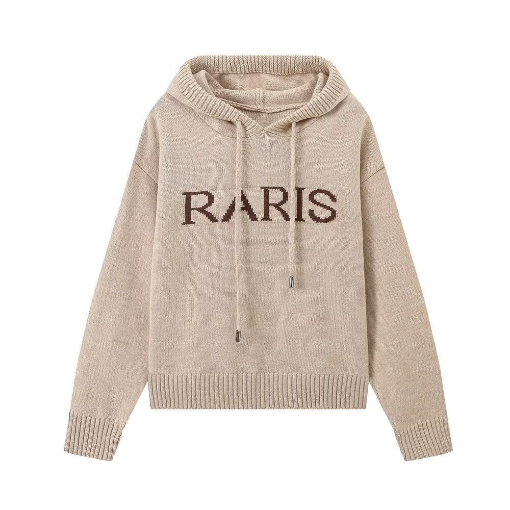 Women's Fall Simple Hooded Letters Top And Skirt Two-Piece Set