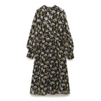 Women's Printed Collared Long-Sleeve Dress