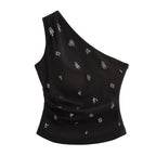 Women's Beaded Pleated Sleeveless Top