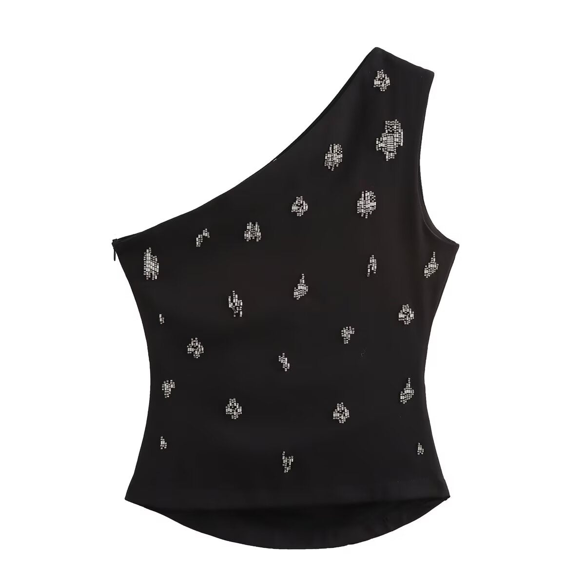 Women's Beaded Pleated Sleeveless Top