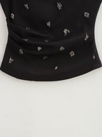 Women's Beaded Pleated Sleeveless Top