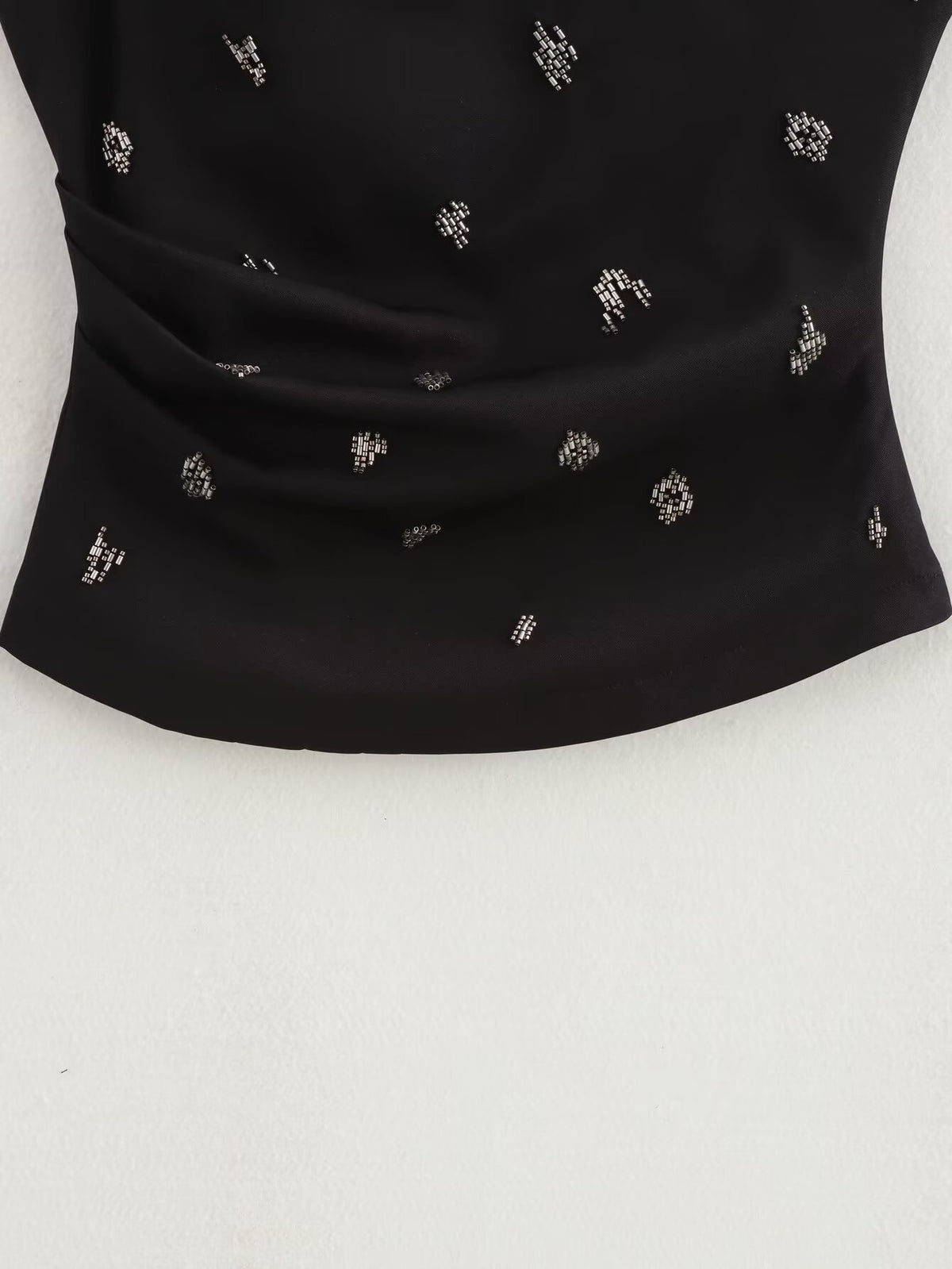 Women's Beaded Pleated Sleeveless Top