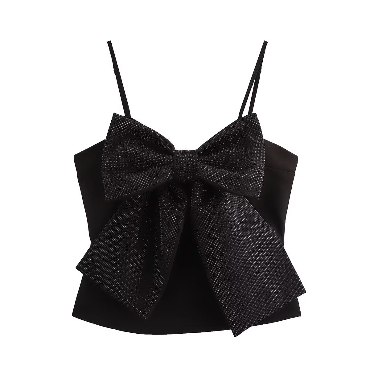 's Fall Stylish Simple Rhinestone Bowknot Decoration Sling Top