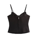 's Fall Stylish Simple Rhinestone Bowknot Decoration Sling Top