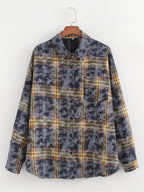 Women's Plaid Long-Sleeve Collared Shirt