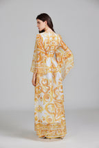 Women's 's Belted Printed Maxi Dress
