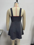 Women's Lace-Panel Autumn Mini Dress