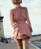 Women's Pink Laminated Detail Mini Dress