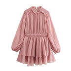 Women's Pink Laminated Detail Mini Dress