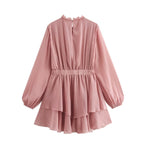 Women's Pink Laminated Detail Mini Dress