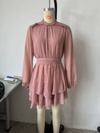 Women's Pink Laminated Detail Mini Dress