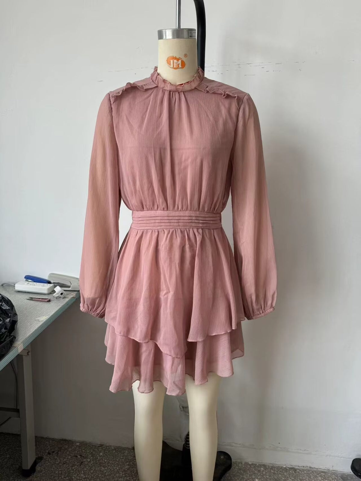Women's Pink Laminated Detail Mini Dress