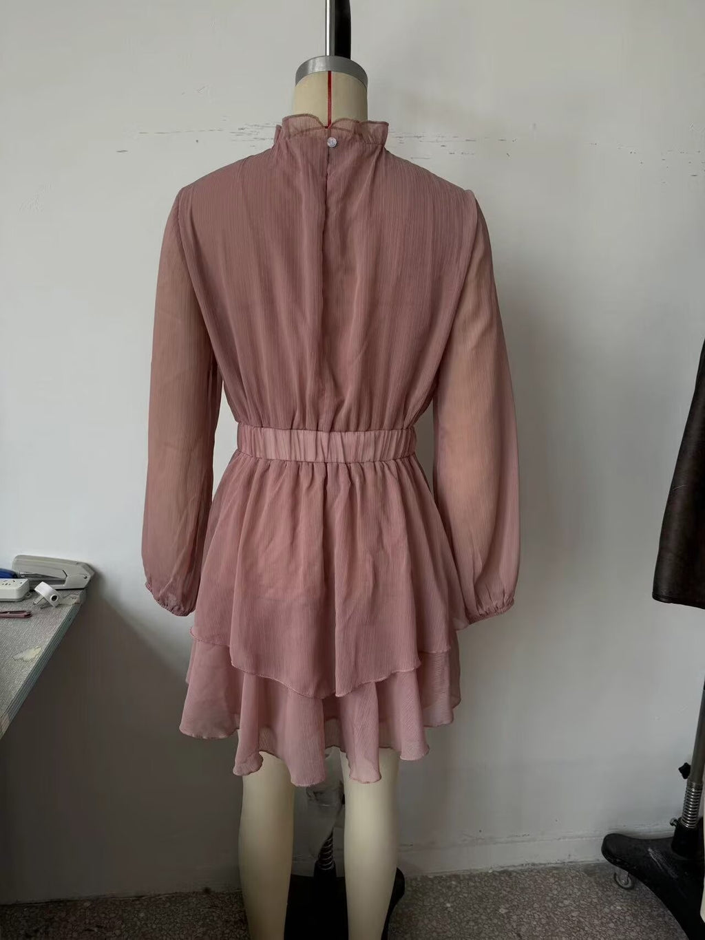 Women's Pink Laminated Detail Mini Dress