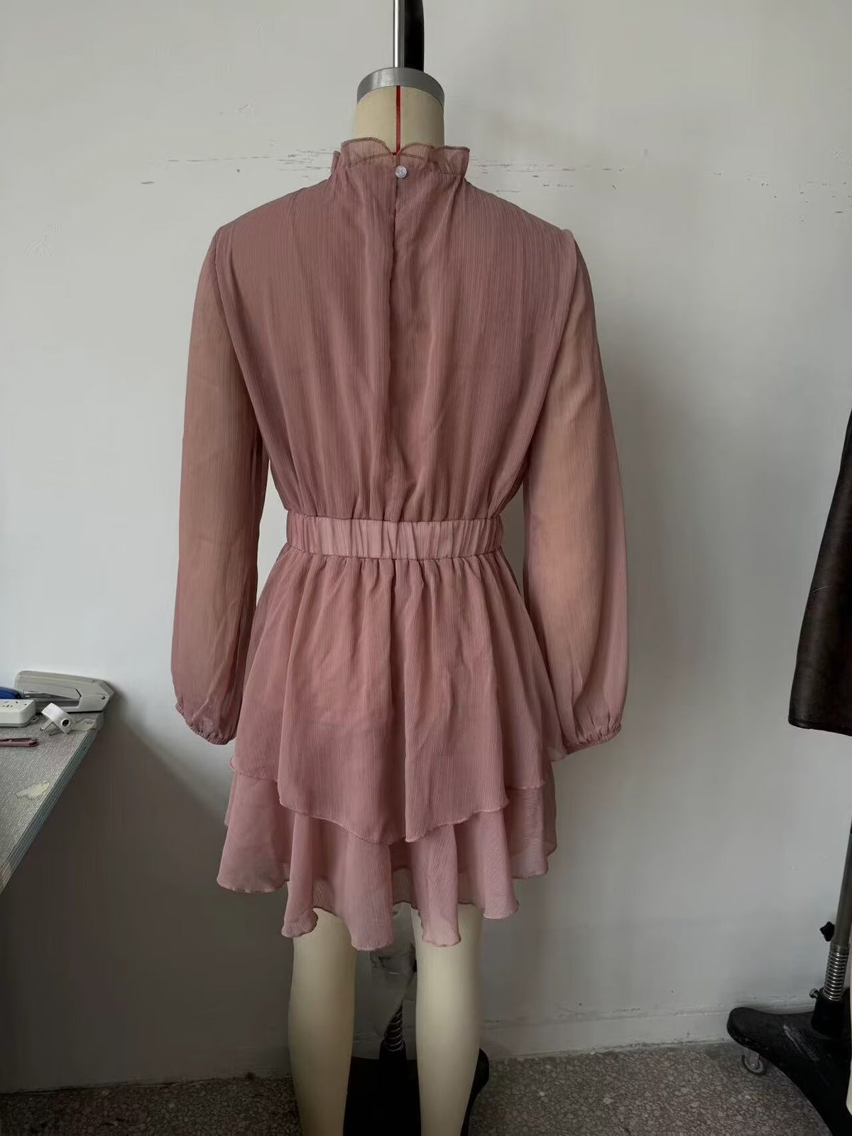 Women's Pink Laminated Detail Mini Dress