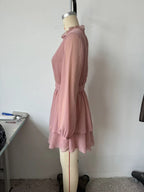 Women's Pink Laminated Detail Mini Dress