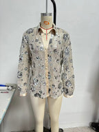 Women's Long Sleeve Loose Sequ Shirt