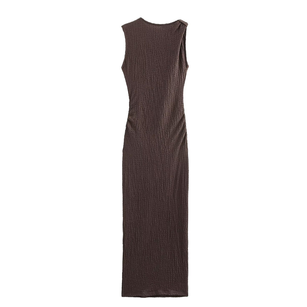 Textured Bow-Tie Maxi Dress