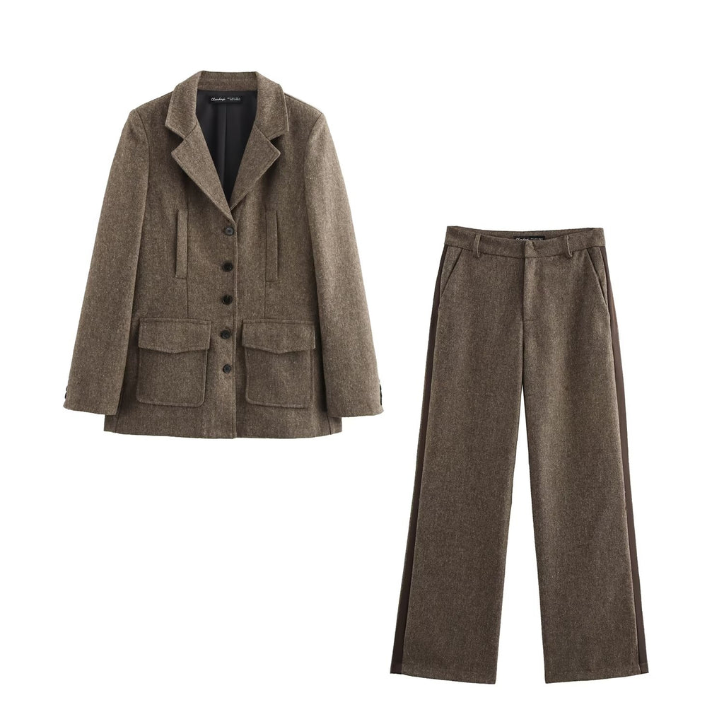 Fall Blended Slim Fit Blazer Trousers Set