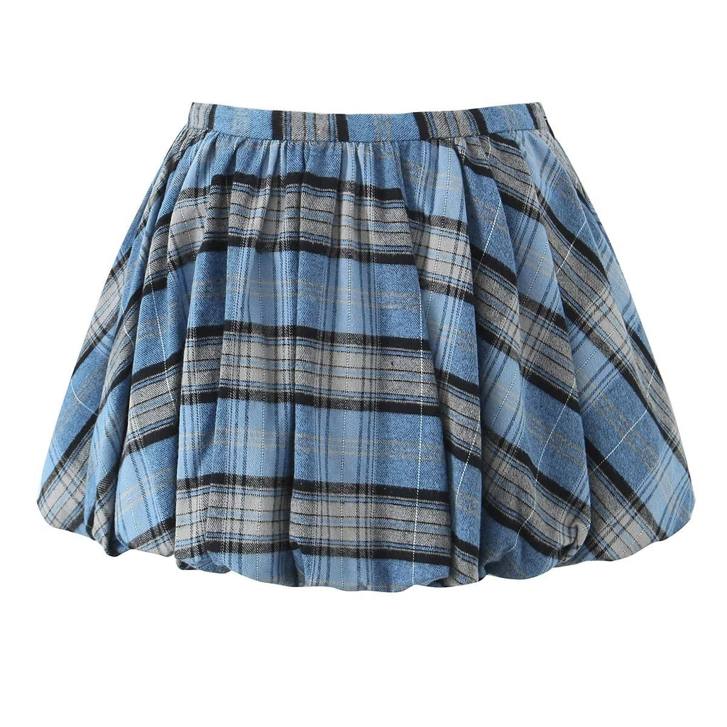 Preppy Plaid Pettiskirt For Early Autumn Slim Fit Skirt