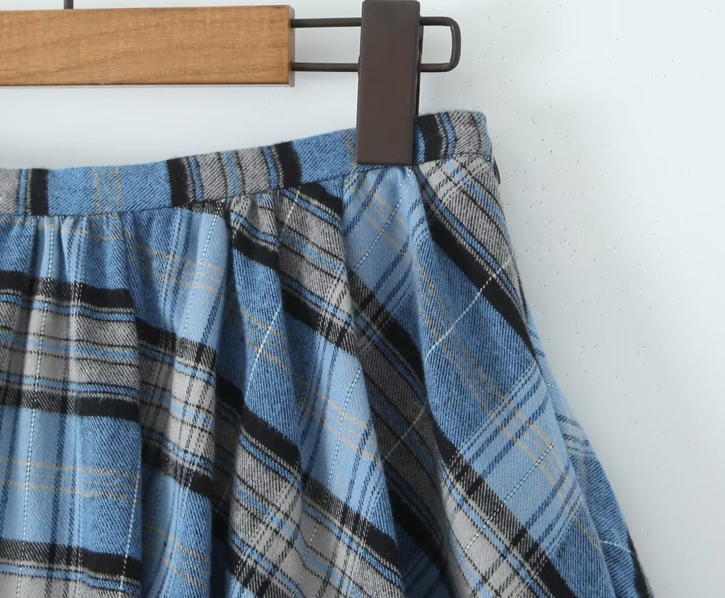 Preppy Plaid Pettiskirt For Early Autumn Slim Fit Skirt