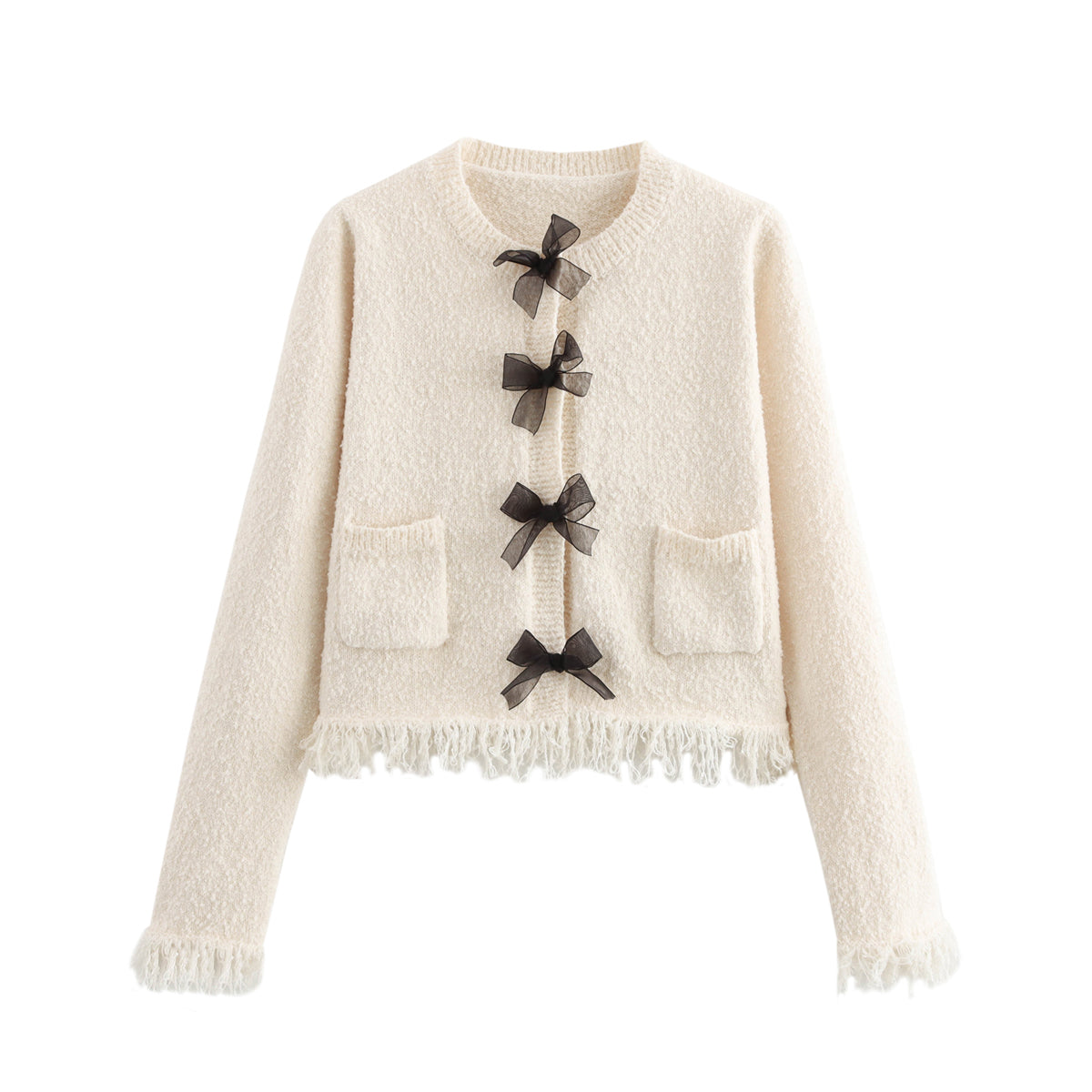 Women's Bow Knit Jacket & Mini Skirt Two-Piece Set