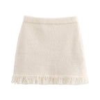 Women's Bow Knit Jacket & Mini Skirt Two-Piece Set