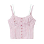 Women’s Pink Striped Layered Crop Camisole