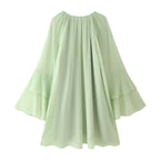 Dress Ruffled Autumn Laminated Elegant Mini