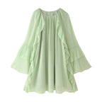 Dress Ruffled Autumn Laminated Elegant Mini