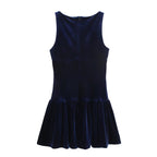 Fall Velvet Bowknot Decoration Short Dress Women Clothing