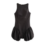 Women French Waist Display Wide Swing Short Sleeveless Dress Puffy dress