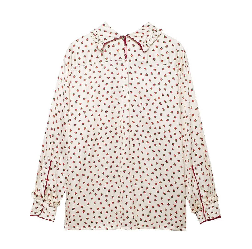 Women's Autumn Women's Casual Strawberry Printed Pajamas Pant Sets