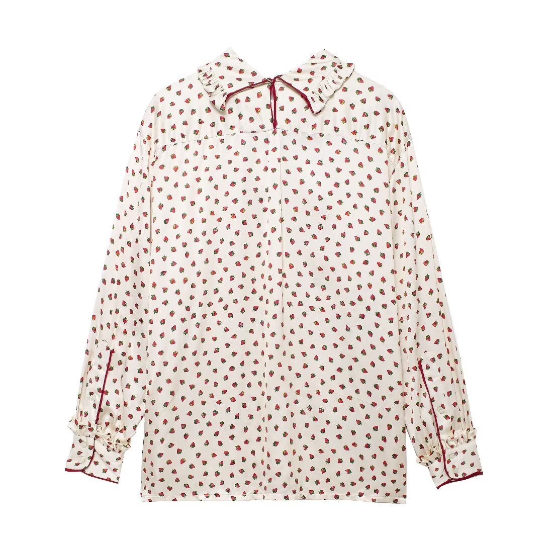 Women's Autumn Women's Casual Strawberry Printed Pajamas Pant Sets