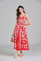 Women's 's Printed Halter A-Line Maxi Dress