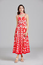 Women's 's Printed Halter A-Line Maxi Dress