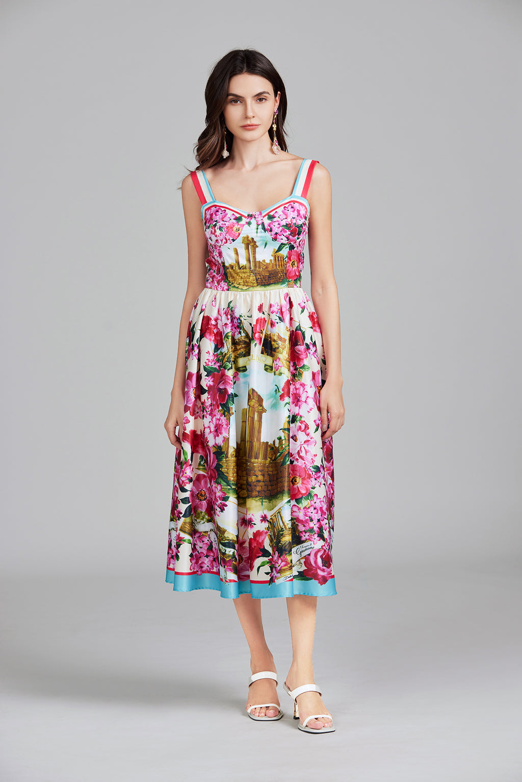 Women's 's Printed Halter A-Line Maxi Dress