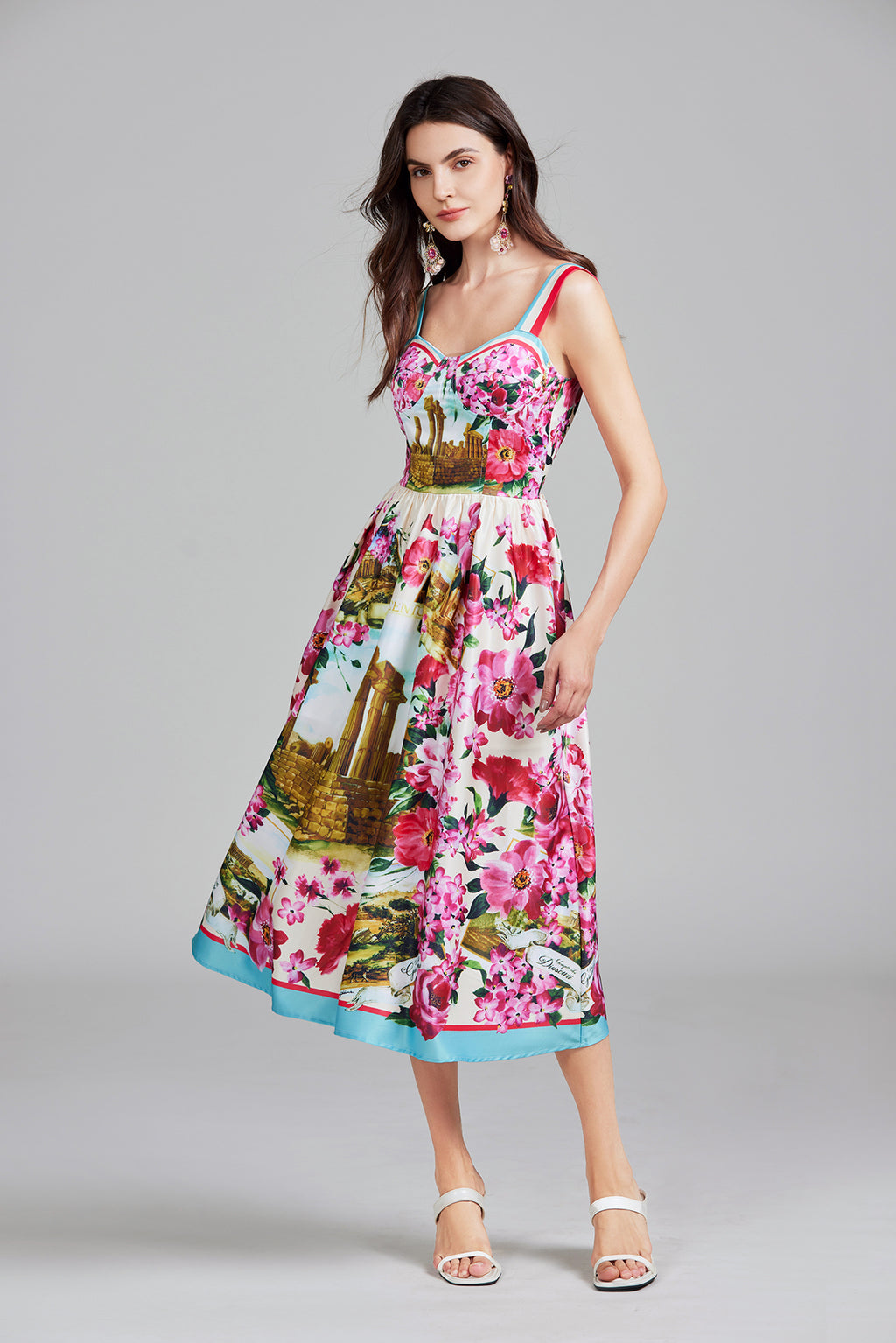 Women's 's Printed Halter A-Line Maxi Dress