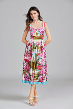 Women's 's Printed Halter A-Line Maxi Dress
