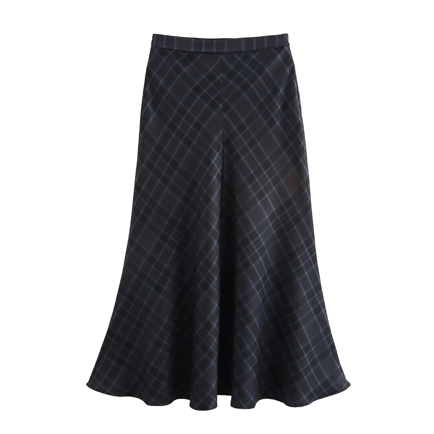 Women's Plaid High-Waist Midi A-Line Skirt