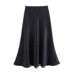 Women's Plaid High-Waist Midi A-Line Skirt