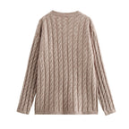 Women's Winter Round Neck Cable Sweater And Skirt Two-Piece Set