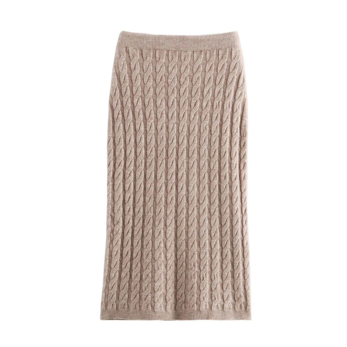 Women's Winter Round Neck Cable Sweater And Skirt Two-Piece Set