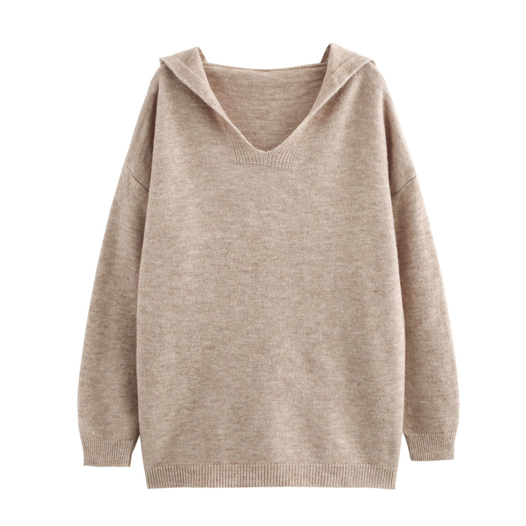 Hooded Pullover Knitwear Wide Leg Pants Suit Two-Piece Set
