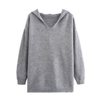 Hooded Pullover Knitwear Wide Leg Pants Suit Two-Piece Set