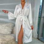 Women's Satin Sleepwear Lace Light Luxury Long-Sleeve Cool Sleepwear