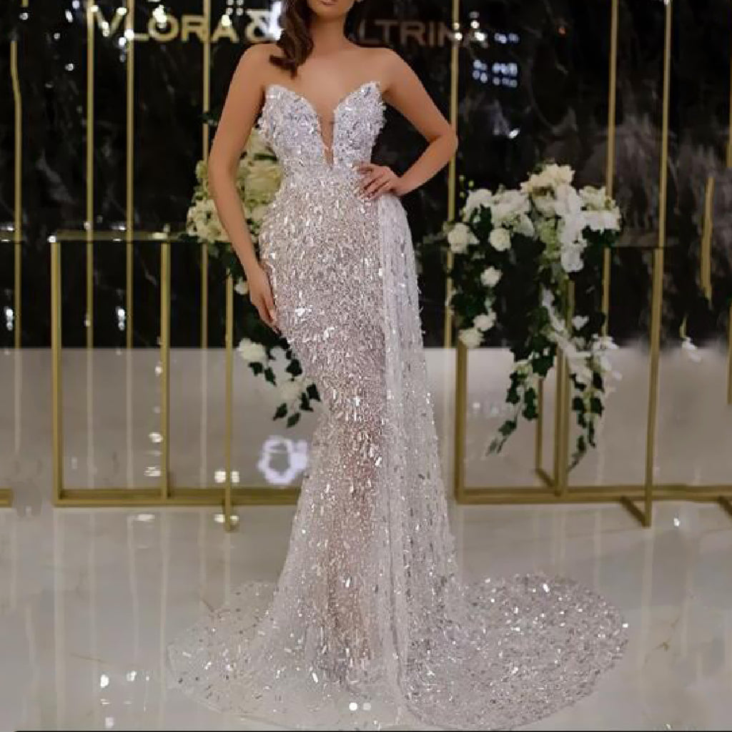 V neck Silver Suspenders Dress