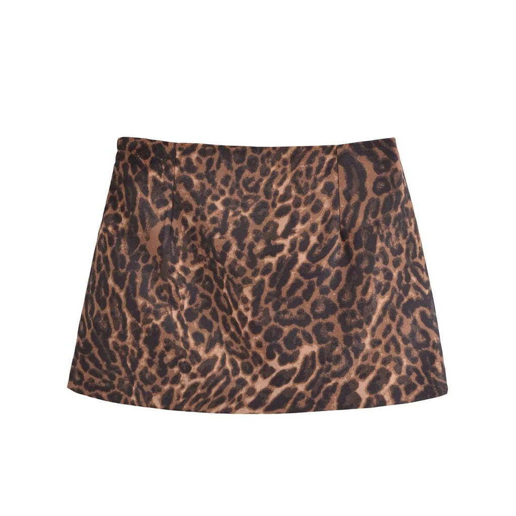 Women's Animal-Print Cropped Blazer & Skirt Two-Piece Set