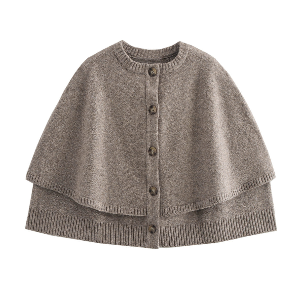 Women's Cloak Design Round-Neck Short-Sleeve Knitted Coat