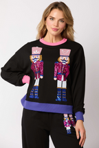 Women's Autumn Winter Christmas Soldier Color Blocking Sequin Casual